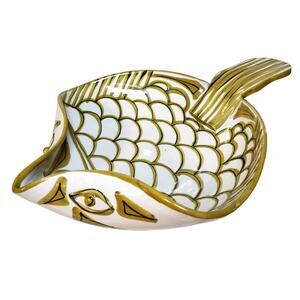 Vintage Italian Handcrafted Ceramic Stingray  Fruit Bowl-Artisan Pottery Dish